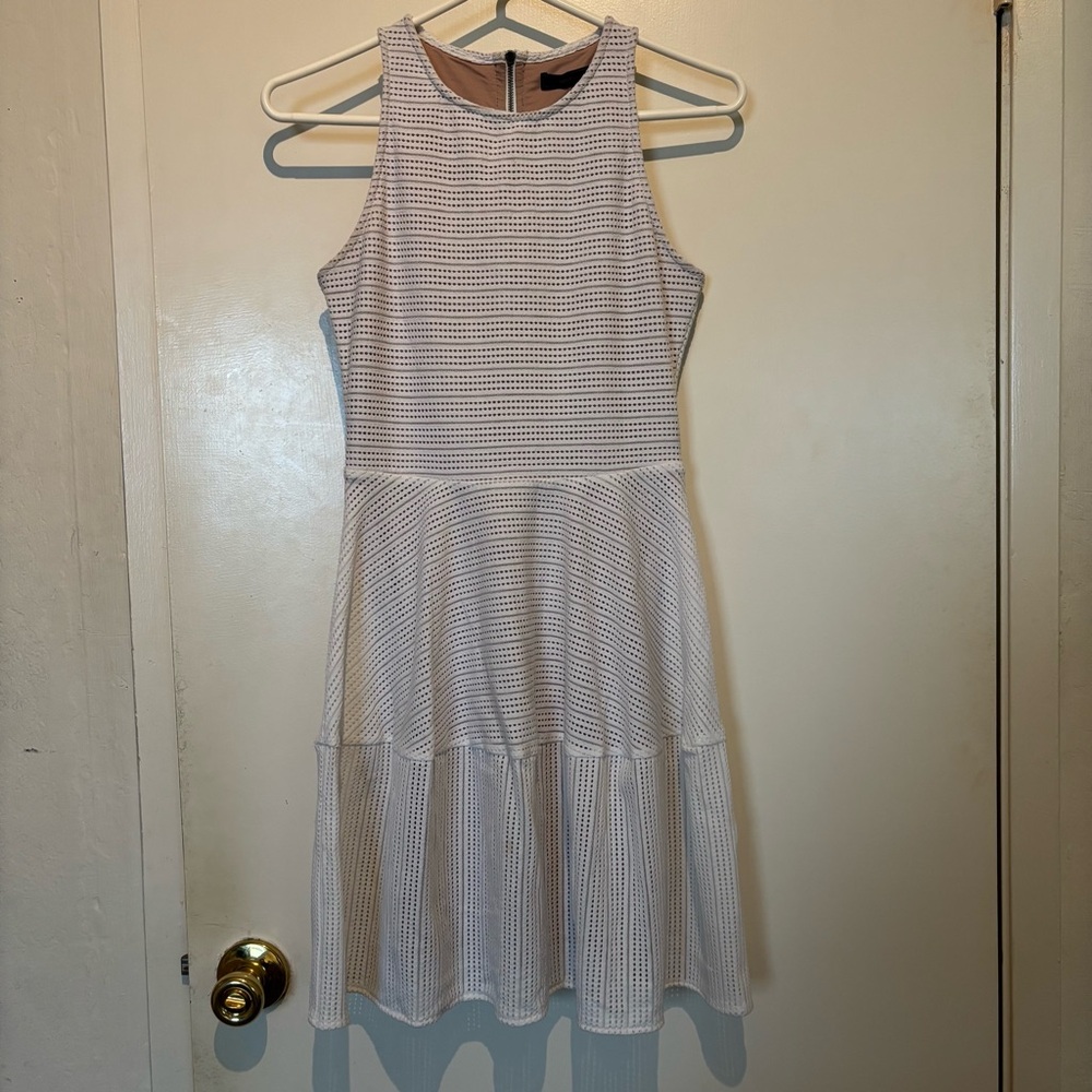 BCBGMaxAzria White Textured Midi Dress